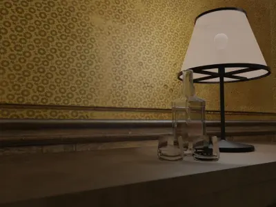 Desk lamp and table set 3D model
