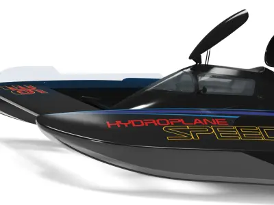  Jet Hydroplane Racing Boat Black Rigged 