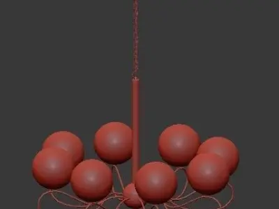 Untitled light chandelier in brass and gold with glass globes 3D model