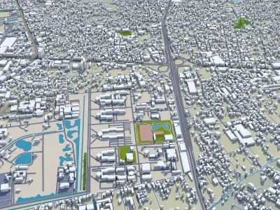 Nonthaburi Thailand 15km Low-poly 3D model