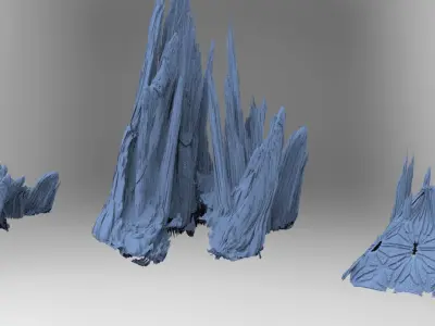 Crater Rock Cliff 3 versions  3D model