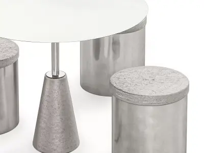 Stainless Steel Table and Chair 3D model