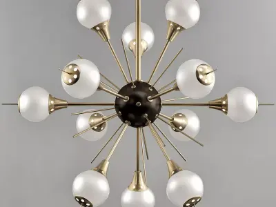 White Glass Globes Sputnik Chandelier 3D model