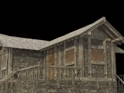 village house low poly medieval house Low-poly 3D model purchase