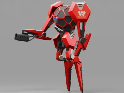 HEXA MOSQUITO DROID  rigged character 3D model