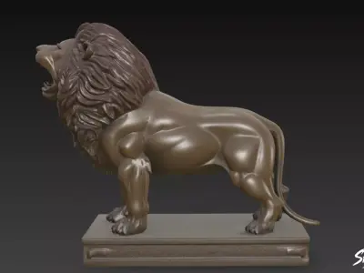 Lion Statue V25 Low-poly 3D model
