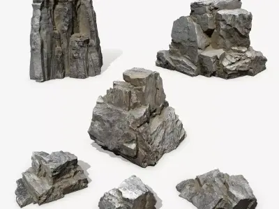 Rock Set Low-poly 3D model 50