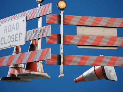 Traffic Barriers - PBR Game Ready Props Low-poly 3D model