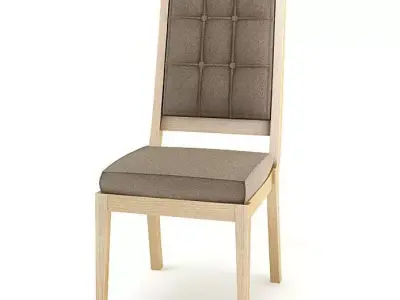 Simple Wooden Cushioned Chair 3D model
