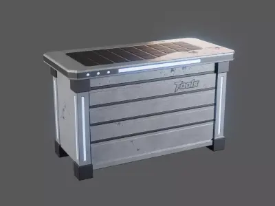 Toolbox Industrial Sci-Fi Workshop Storage Low Poly Game Asset Low-poly 3D model