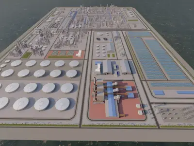 Petrochemical-Industrial Complex and Oil Gas Rig 3D model