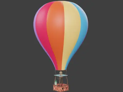 Hot Air Balloon Low-poly 3D model