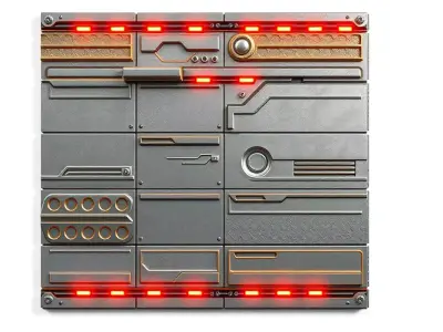 Futuristic SciFi Panel Model Pack with LED Details Low-poly 3D model