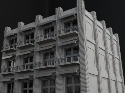 OLD RETRO CLASSICAL BUILDING 5 Low-poly 3D model