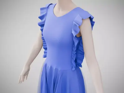 Dress 20 Very Light Blue Low-poly 3D model