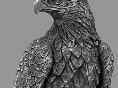 Majestic Eagle Statue  High-Detail PBR Stone Sculpture  Low-poly 3D model