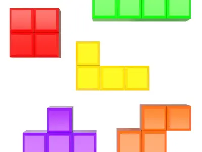 Tetris Bricks Set 02 Low-poly 3D model