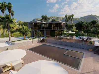 Casa Scene-villa-modern house 3D model 70