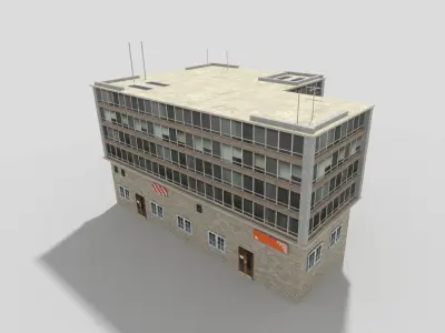 Office Building Low-poly 3D model 12