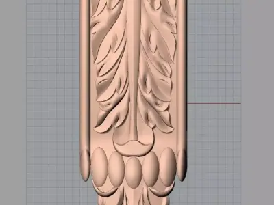 Door Post flower 3D STL Model for CNC Router Carving E976 3D model