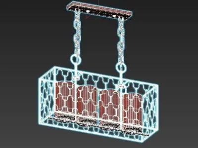 dunkan-2021-04-sp-5 four light chandelier with caged glass sh... 3D model