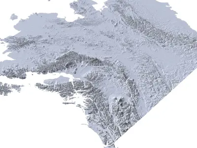 High detailed relief map of Alaska 3D model