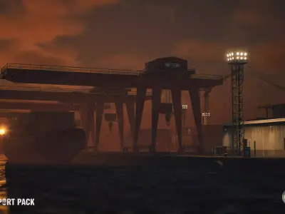 Realistic Modular Container Port Environment Low-poly 3D model