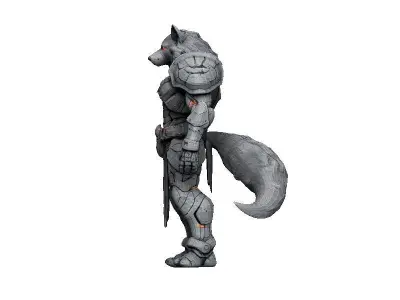 Wolf Cyborg Low-poly 3D model