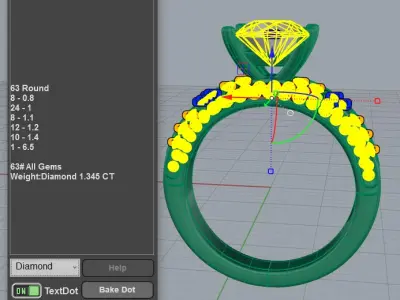 1 carat princess cut diamond engagement ring 3D print model