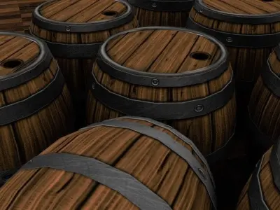 Barrel on floor Low-poly 3D model