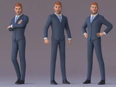 Andy Cartoon Guy Rig Low-poly 3D model