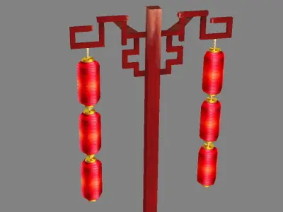 Ancient Chinese Street Lamps-Festival Lantern Low-poly 3D model