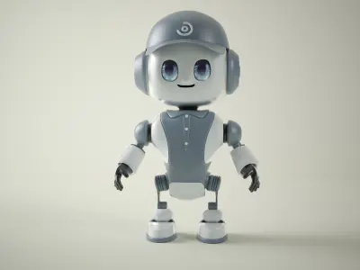 RoboBuddy  Futuristic Mascot Robot Low-poly 3D model