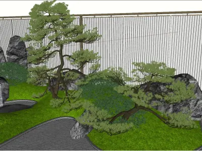New Chinese - style Zen Courtyard Landscape Design 3D model