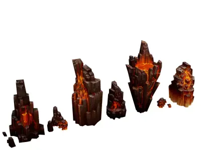 Lava Rocks Volcanic Rocks Set 01 Low-poly 3D model