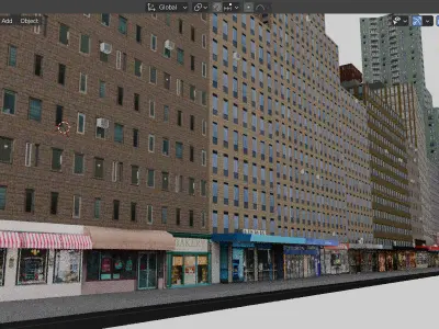 City Downtown Skyscraper Low-poly 3D model