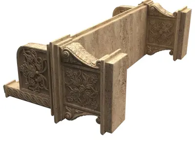 Stone Bench 04 Low-poly 3D model
