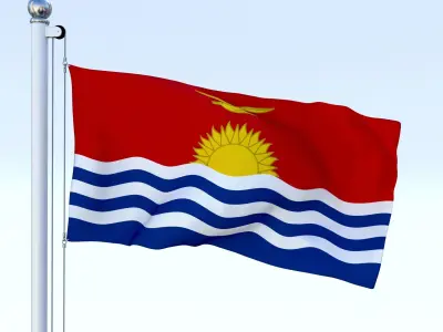 Animated Kiribati Flag Low-poly 3D model