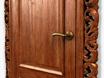 Door0045 ornate wooden door 3D model