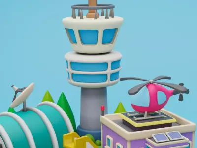 Low Poly Airport Cartoon Low-poly 3D model