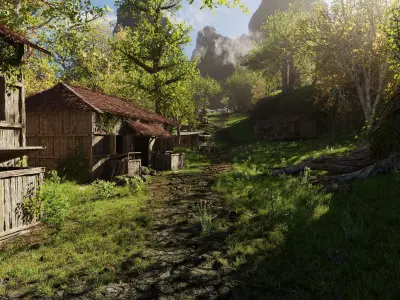 Medieval Pathway Scene 3D model