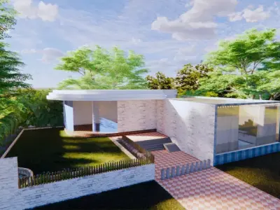 Exquisite Modern Villa with Garden and Pool 3D model
