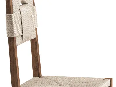 Oak and Rush Chair 3D model