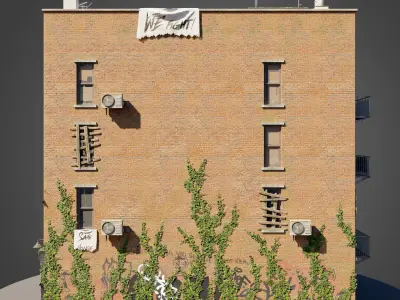 Abandoned building modular kit Low-poly 3D model