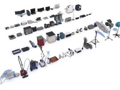 70 Interior Electronic Collection Pack for Game Ready Low-poly 3D model