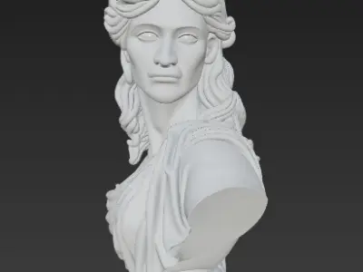 Classical Female Bust Sculpture Greek Style 3D Model 3D model