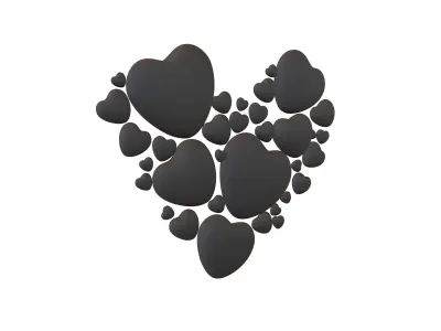 Combination Design Heart Icon v1 003 3D model