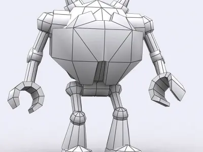 3DRT-Chibii-Robot-01 robot with golden eyes Low-poly 3D model