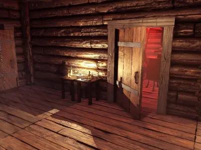 Modular Cabin Low-poly 3D model