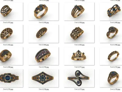 ring 84 pieces drawing 3d rihone drawing ring 3D print model